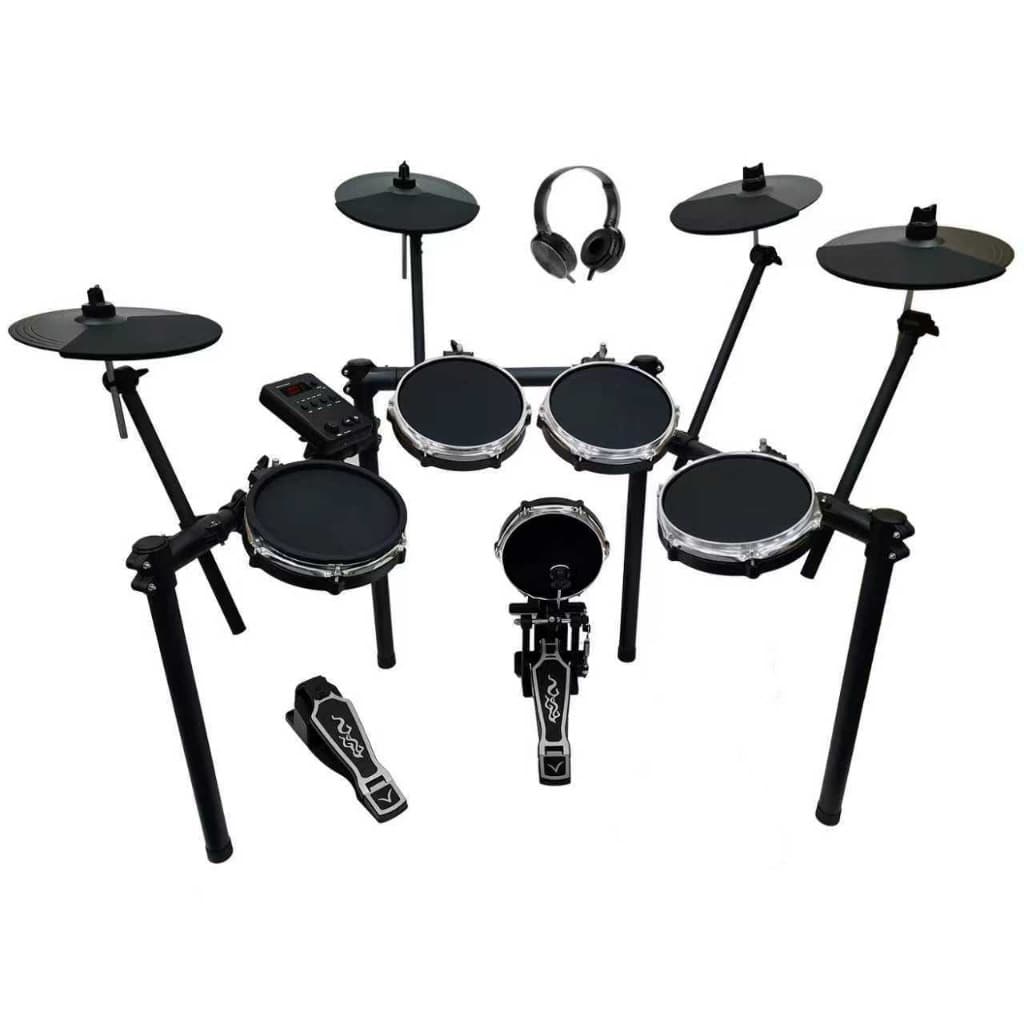 Bateria Eletrônica VEDO EDM-100 5 Tambores 4 Pratos com Pads Mesh, Caixa Dual Zone, Fone e Baquetas