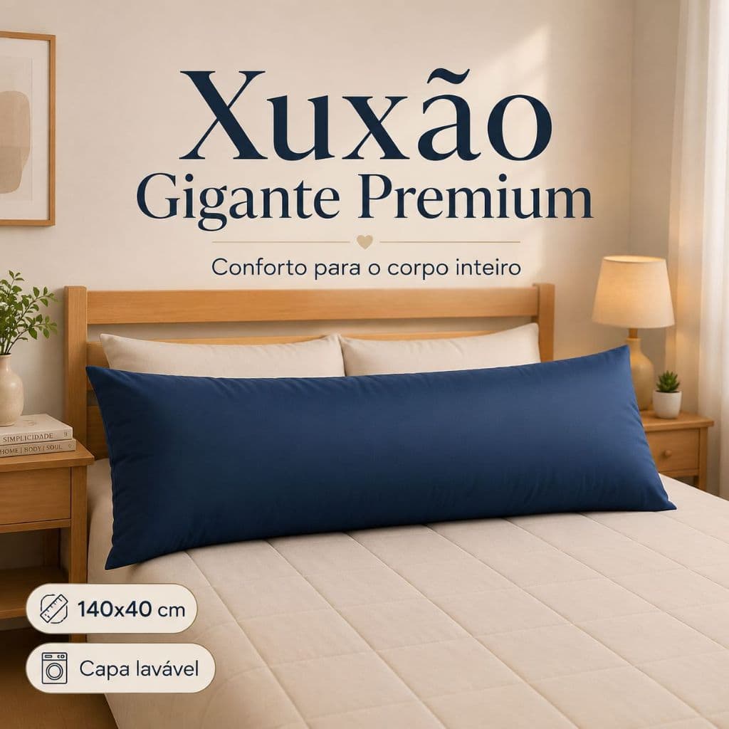 Travesseiro de Corpo Xuxão Gigante 1,40 x 40 com Fronha Lavável Zíper Refil e Capa