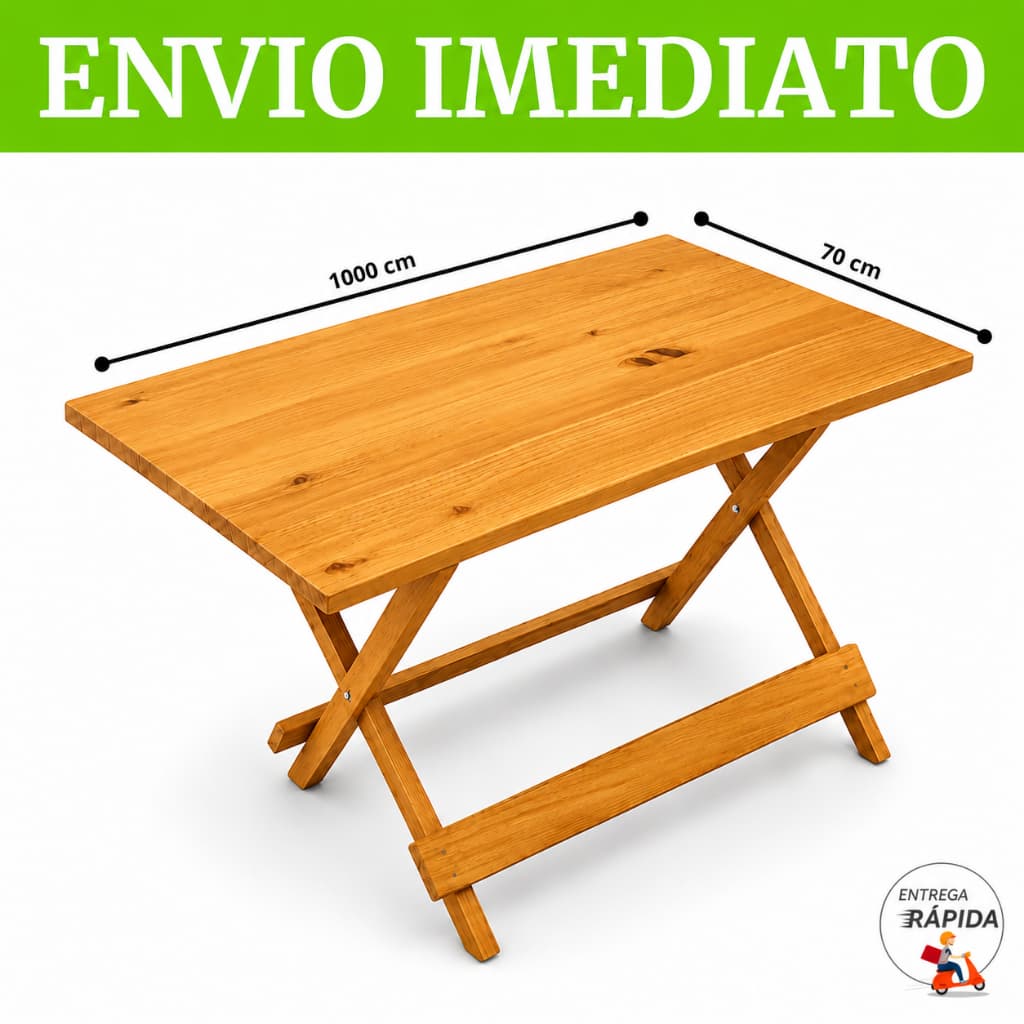 MESA DE MADEIRA NATURAL100X70 DOBRÁVEL - BAR RESTAURANTE MESA DE 1 METRO