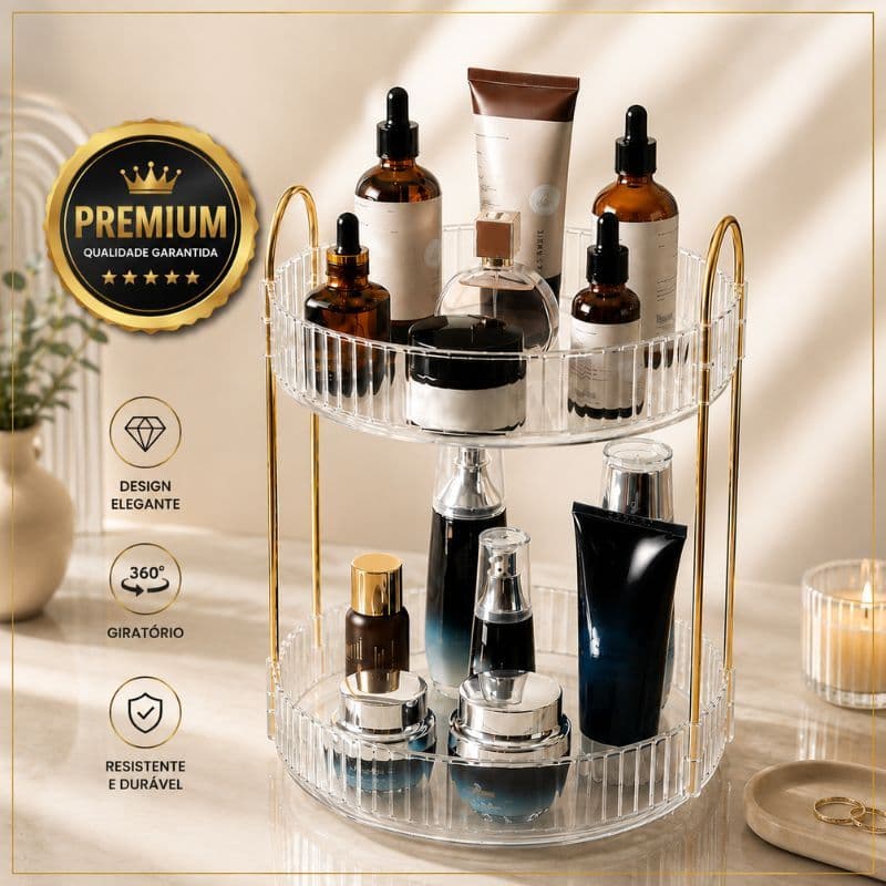Organizador de Maquiagem Giratório 360° 2 ou 3 Andares Porta Perfume Cosméticos Penteadeira