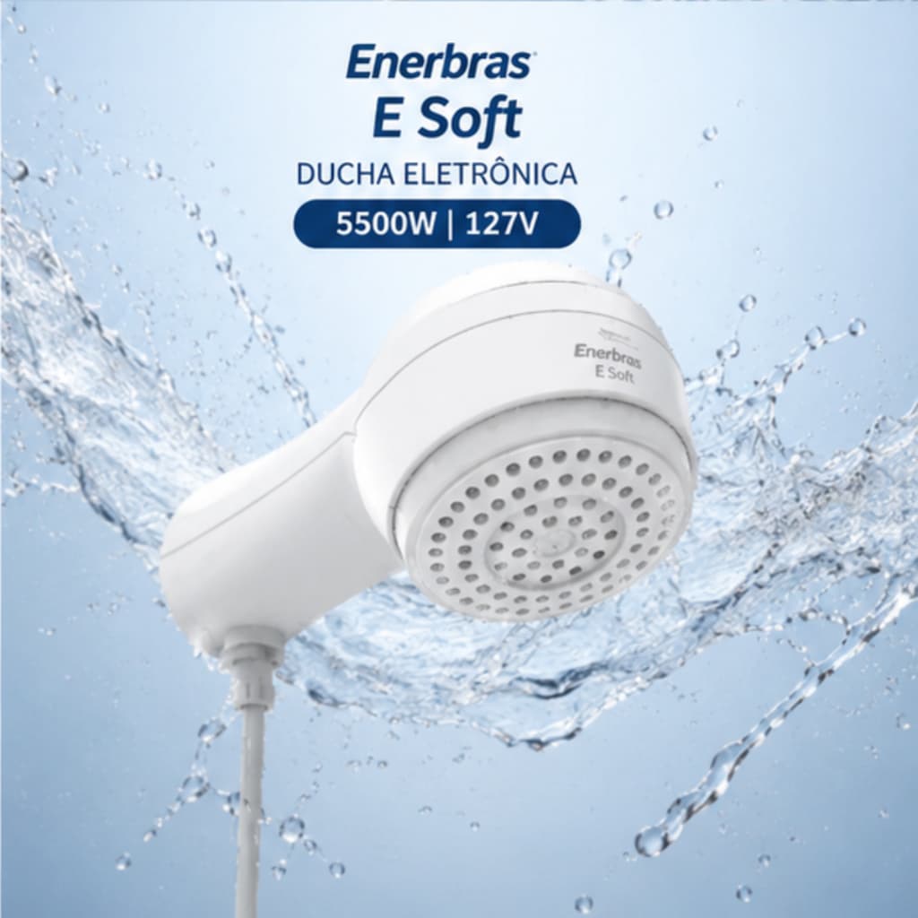 Ducha Eletrônica E-Soft 5500W 127V Chuveiro Elétrico Branco