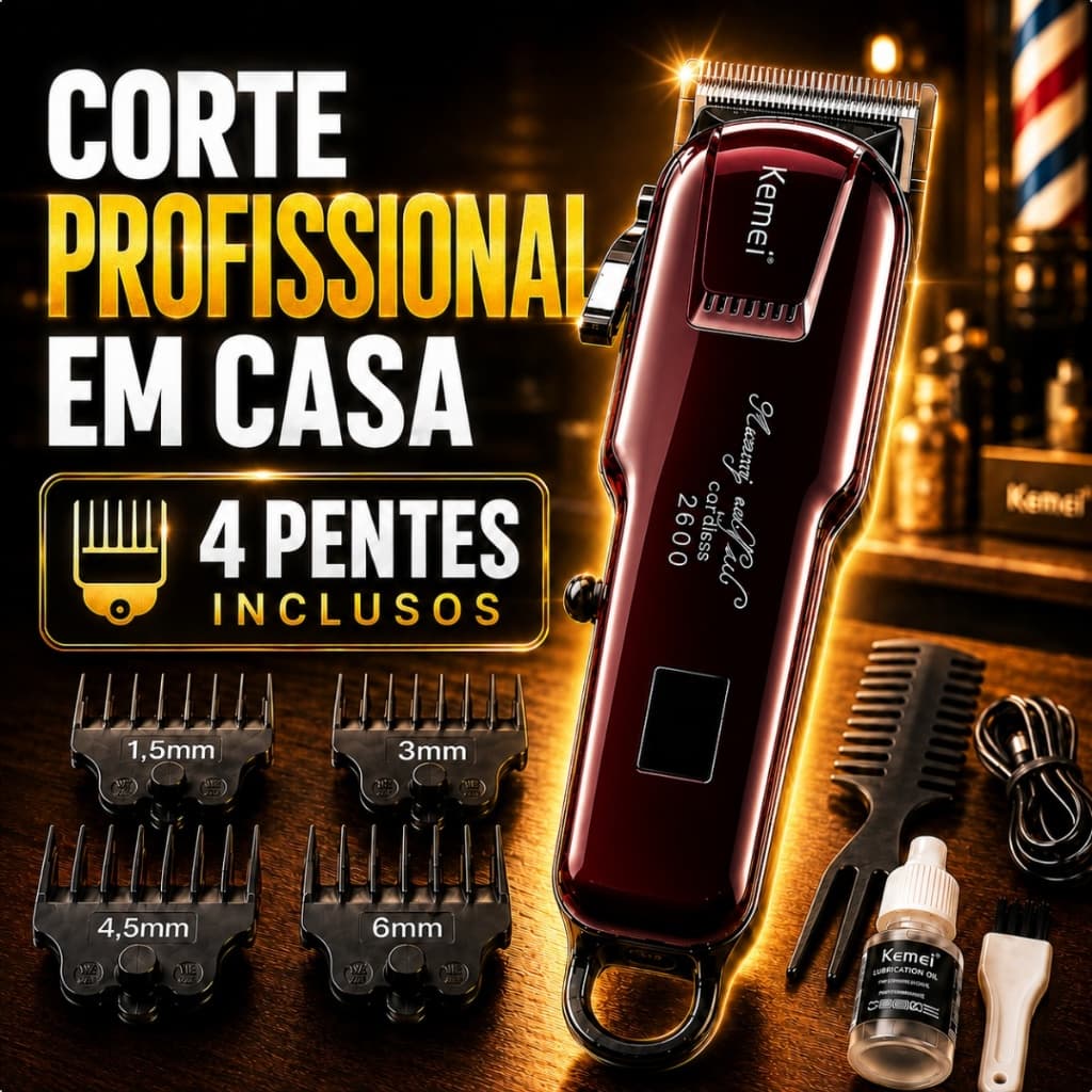 Máquina De Cortar Cabelo Profissional Sem Fio Bivolt Potente Recarregável de Acabamento Bordo
