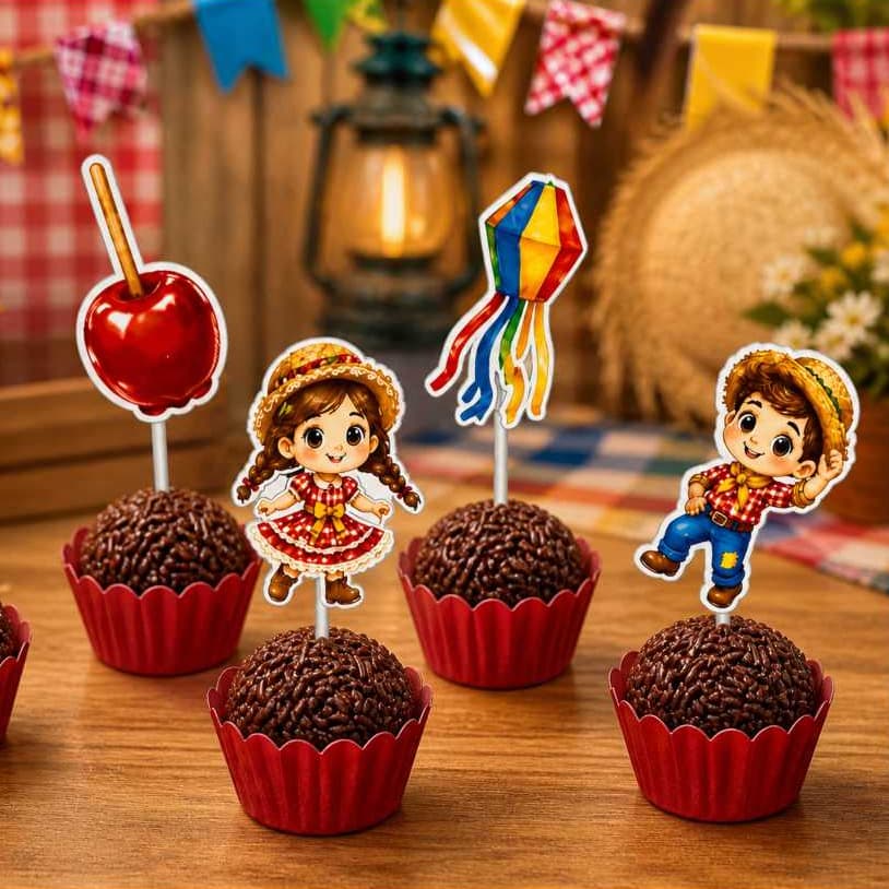 Kit Topper para Festa Junina 50 - 100 unid. | Festa Junina | Decoração Festa Junina | Topper para Docinhos