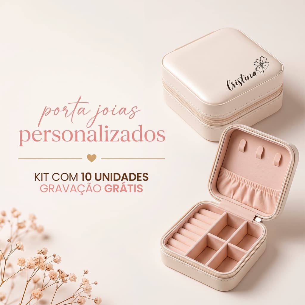 Porta Joias Caixinha Organizadora Personalizada com Nome ou Logo Presente Elegante