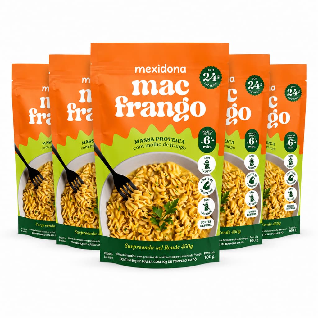 Kit 5 Macs Mexidona Macarrão Proteico Sabor Frango Sem Glúten Sem Lactose