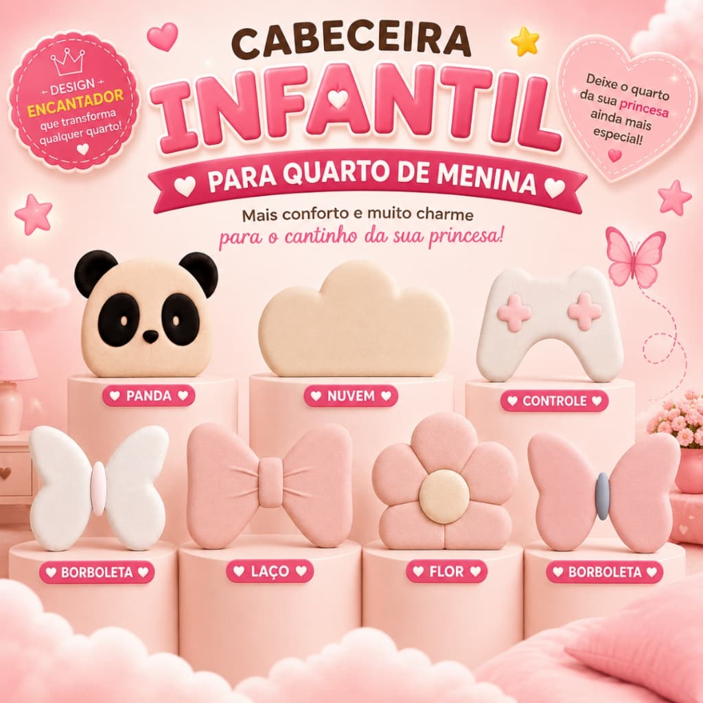 CABECEIRA ESTOFADA INFANTIL MENINA QUARTO DE CRIANÇA PARA CAMA BOX SOLTEIRO