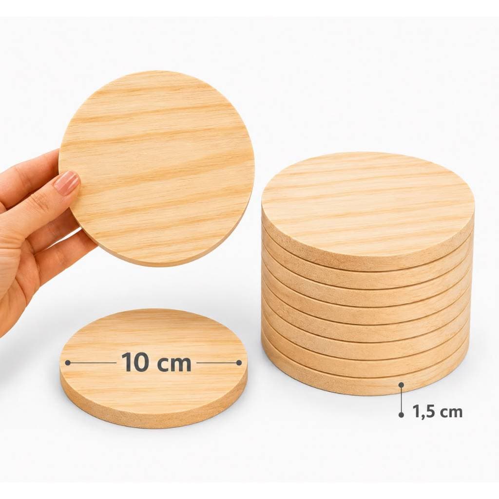 KIT 10 BOLACHA DE PINUS 10 CM DIAMETRO / PLACA REDONDA DE PINUS 10 CM DIAM. / BOLACHA PINUS LIXADA