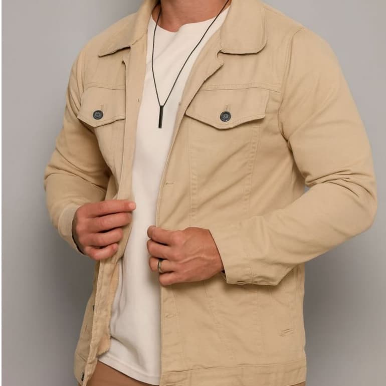 Jaqueta Jeans  Masculina Off White Elegante e Confortável