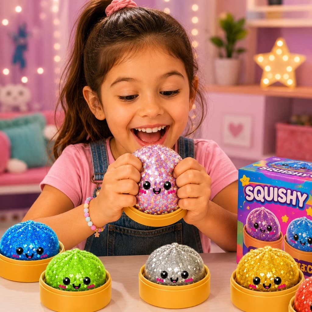 Brinquedo Squishy Paozinho Bolinho C/ Bolinha Gel Gliter