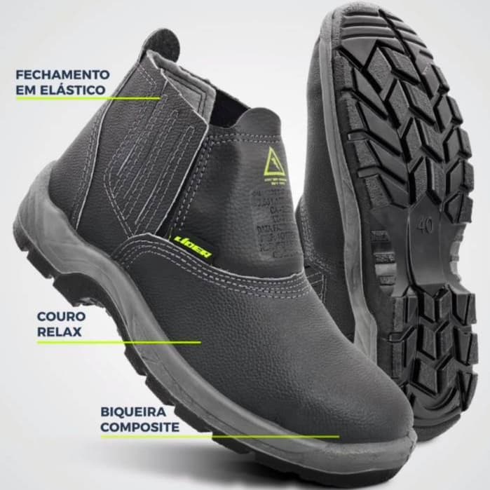 Bota Botina Couro Segurança Eletricista Bico Composite
