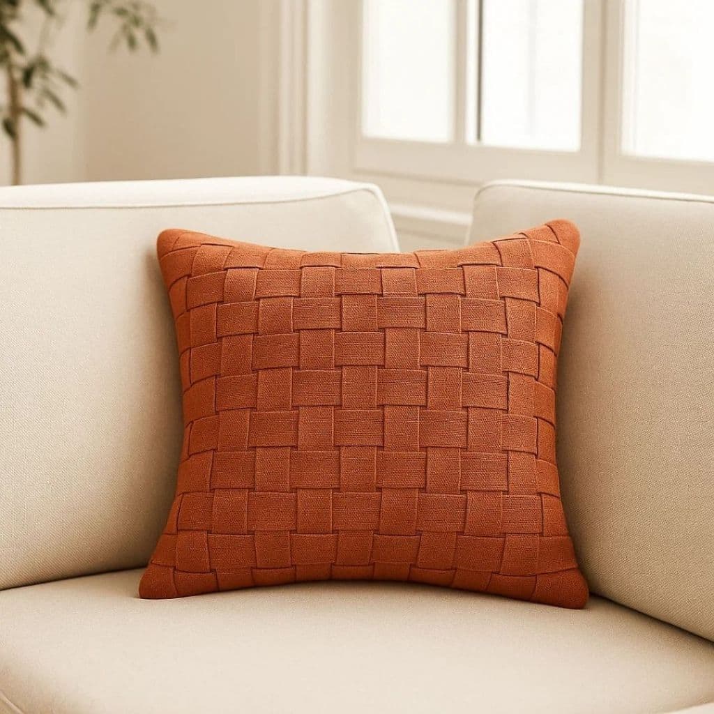 Capa de Almofada Macrame Terracota 45x45cm Algodão Premium Zíper Invisível para Sofá Sala Quarto