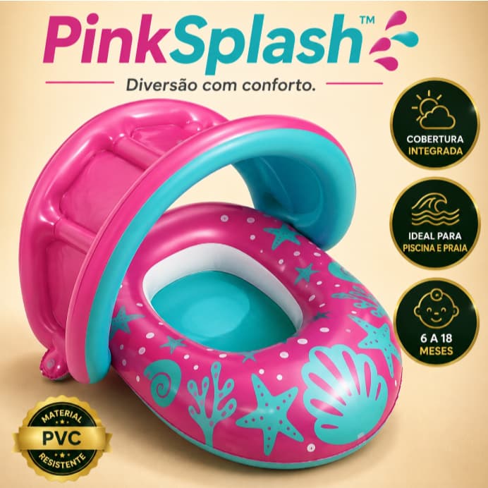 Boia Inflável Infantil com Cobertura para Piscina Praia 6 a 18 Meses PinkSplash™