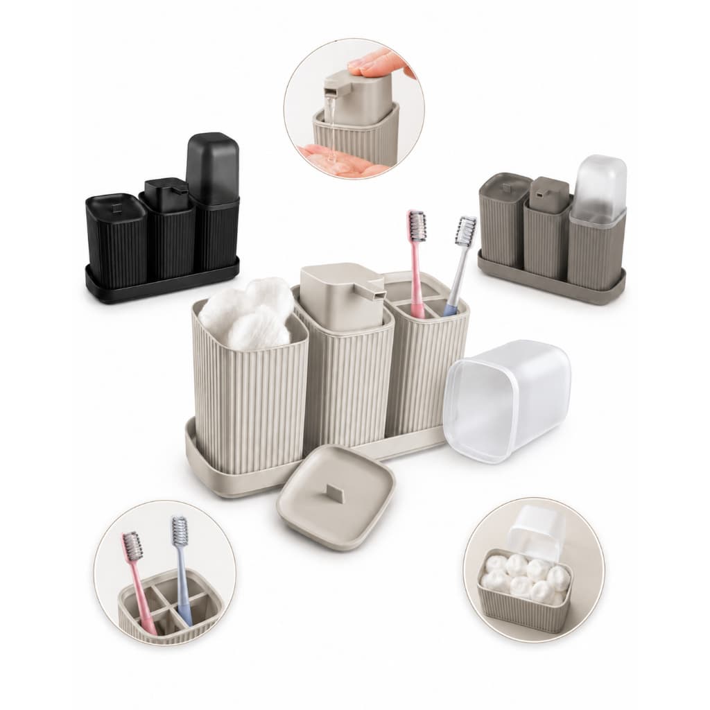 Kit 4 Pçs Organizador Lavabo Banheiro Porta Escova Dispenser