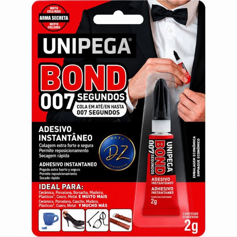 Cola Instantânea Unipega  Bond 007 2g Kit com 6 12 e 24 Oferta Menor Preço Queima de Estoque