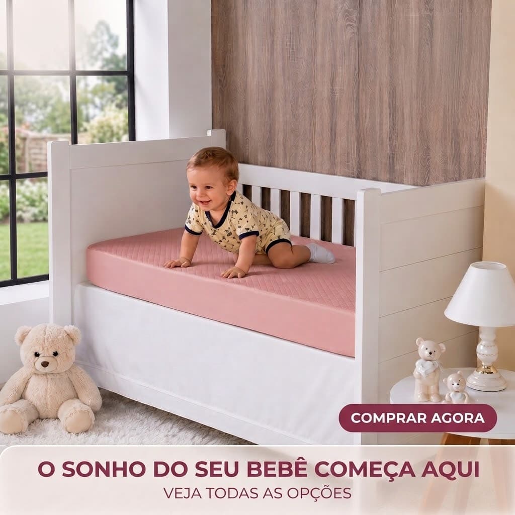 Capa Protetor De Colchão Berço Padrão 100% Impermeável Liso