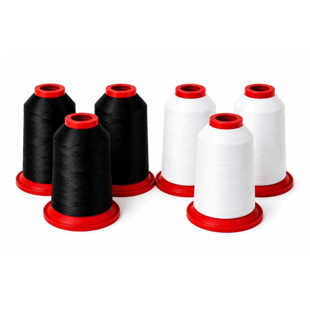 Kit 6 Linhas Trilobal 120 4.000m 3 Brancas e 3 Pretas Para Bordado e Costura