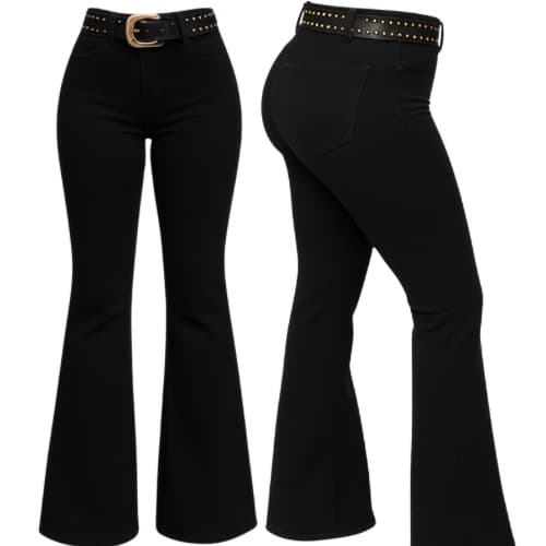Calça Flare Preta Premium Feminina Cintura alta Lycra Elastano Calça Jeans Preta Calça Country Preta