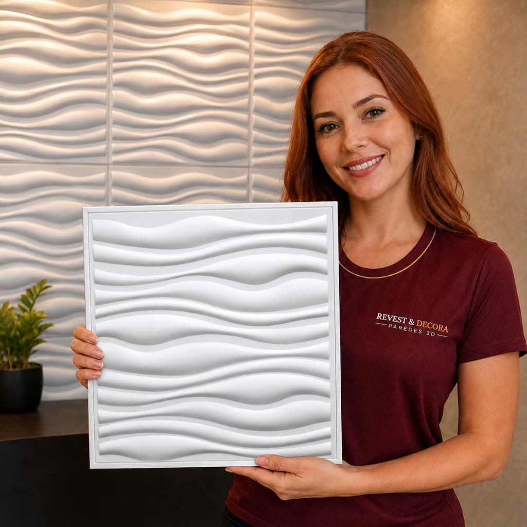 Kit 50 Placas 3D PVC 50x50 cm Revestimento Decorativo de Parede