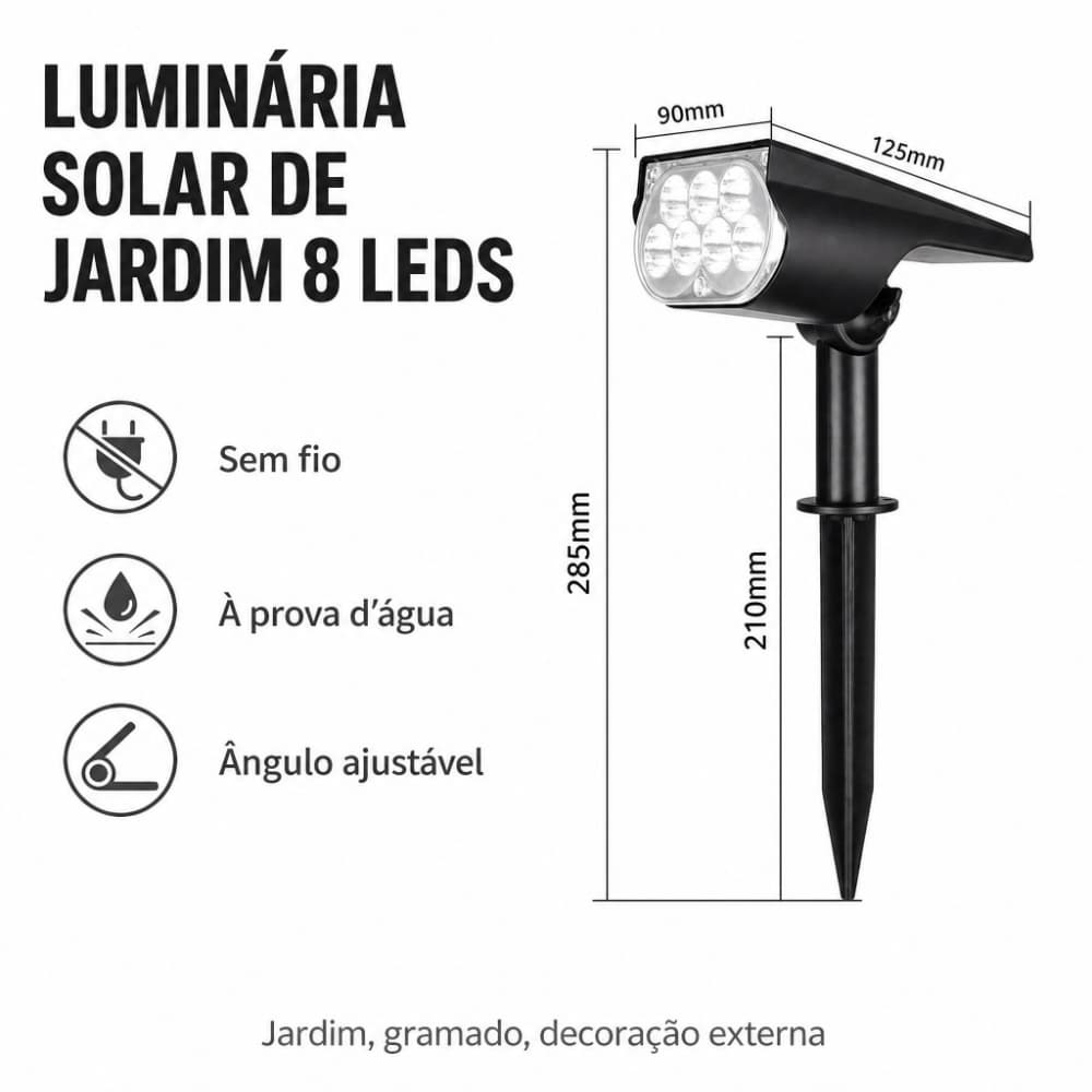 Refletor/holofote de jardim LED com energia solar - À prova d'água – Iluminação RGB – Iluminação externa potente