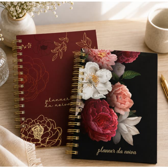 Planner da Noiva Marsala Dourado Agenda Casamento 298 Páginas Agenda de casamento