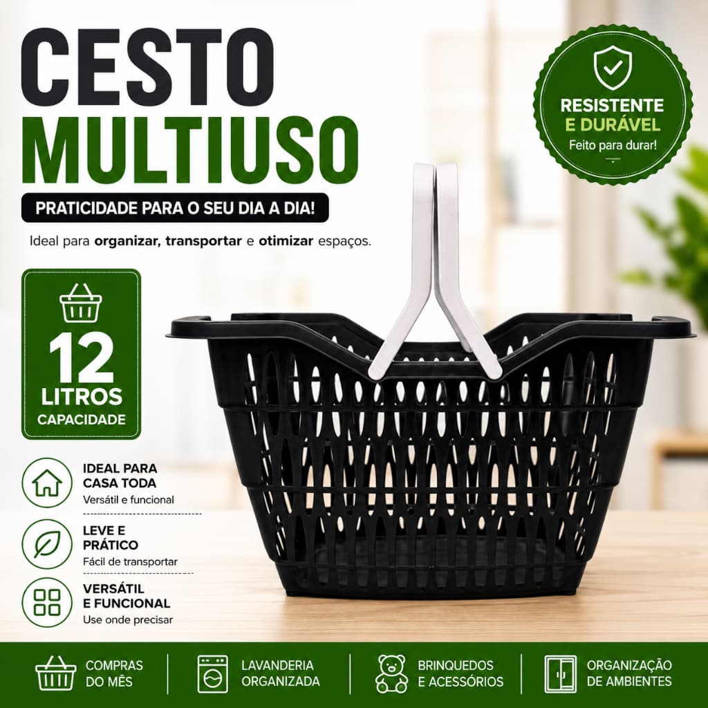 CESTO ORGANIZADOR 12L COM ALÇAS
