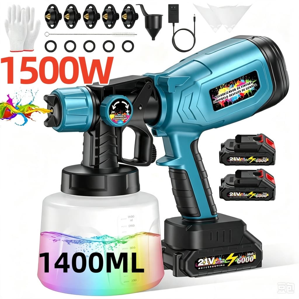 Electric Paint Gun 1500W 1400ml Paint Sprayer –21v Pistola de Pintura Elétrica / Pistola Pintura