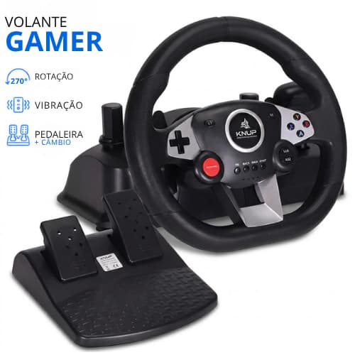 Volante de Vibração Gamer com Pedais Câmbio Manual 270° para PC PS3 PS4 Xbox One 360 Switch Controle