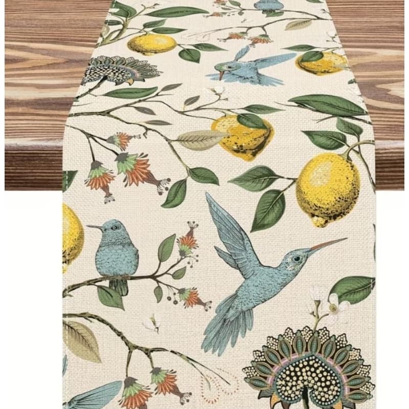 trilho de mesa passarinhos, trilho de mesa limão siciliano, decoração boho limão siciliano