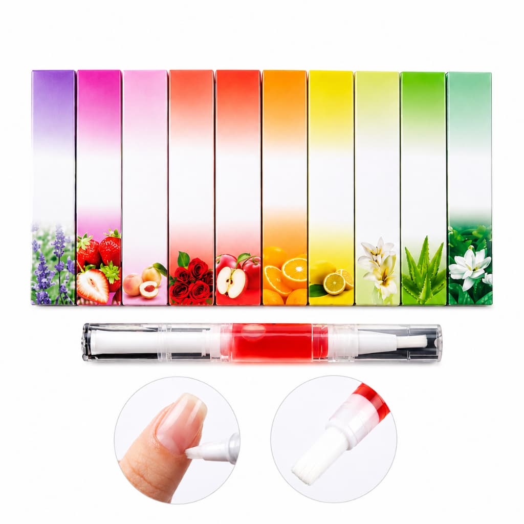 KIT 5/10 Caneta Óleo Hidratante Revitalizante De Cutículas Sabores De Frutas Gel De Unha (ALEATORIO)