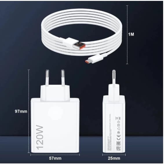 Carregador Turbo 120W Com Cabo Tipo C compativel xiaomi