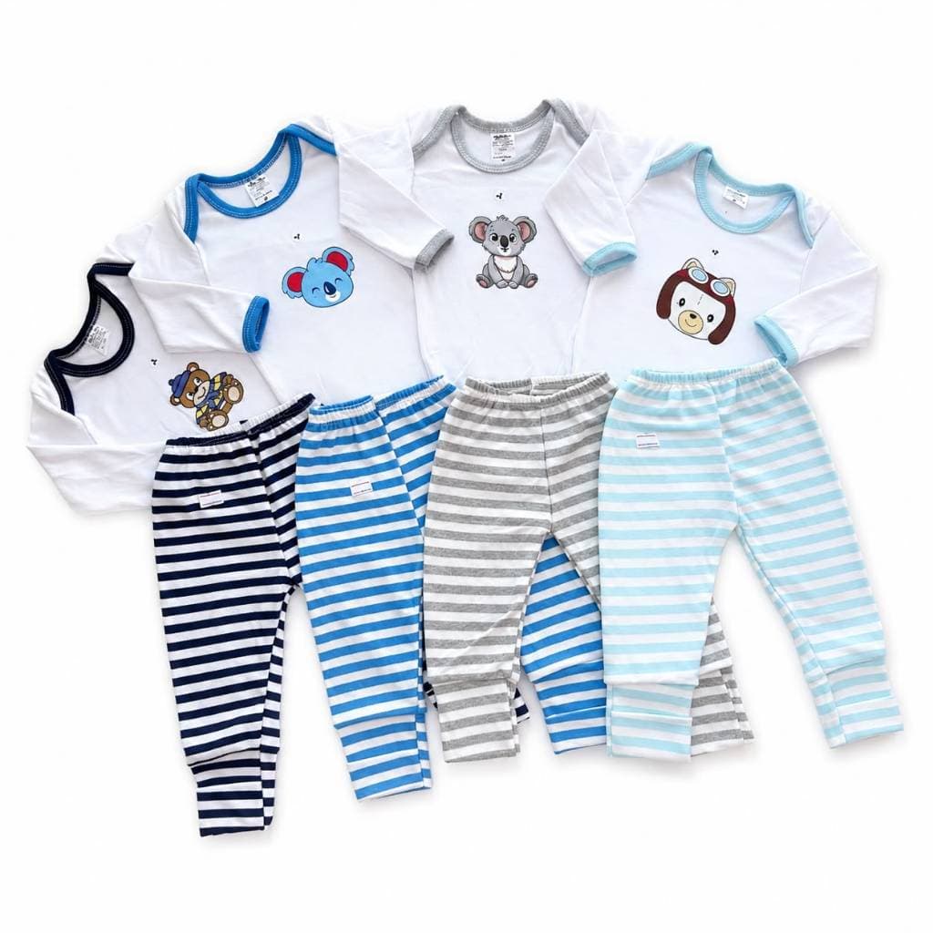 Conjunto Bebê Body DTF + Calça Listrada Manga Longa Infantil Menino