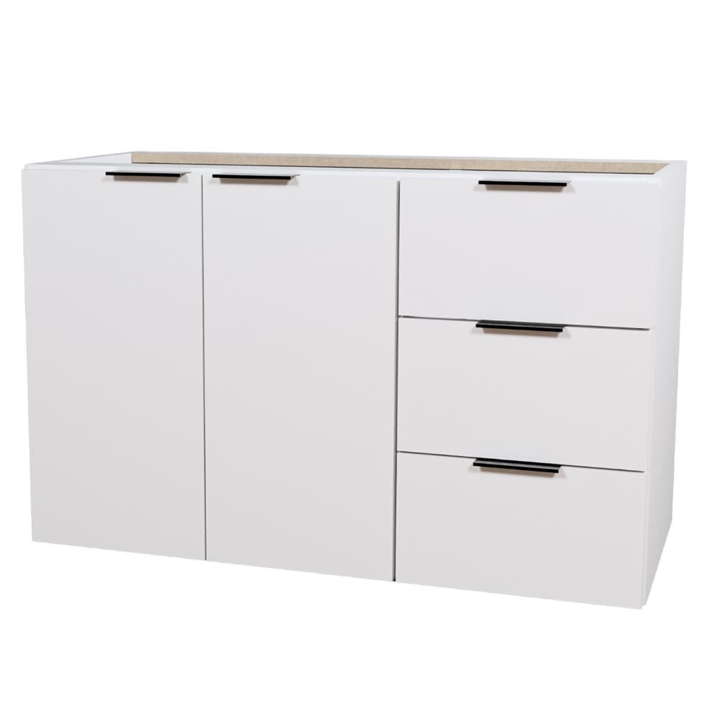 Balcão Aparador 80cm MDF Sem Tampo & Sem Cuba - Gavetas Lado Direito Gabinete Para Banheiro e Multiuso