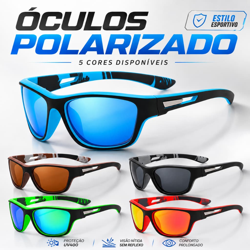 Óculos De Sol Esportivo Polarizado Uv400 para Pesca Ciclismo Esportes Masculino