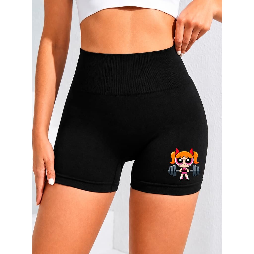 Shorts Legging Suplex Academia Cós Alto Feminino Fitness De Academia Zero transparência Estampado