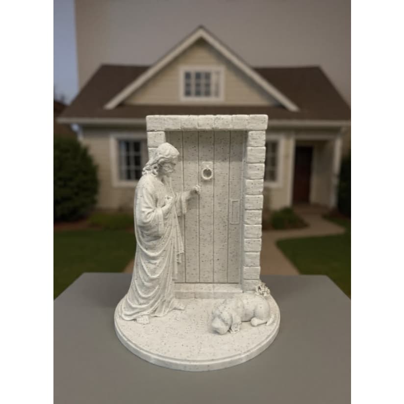 Estatua Decorativa Jesus Batendo Na Porta