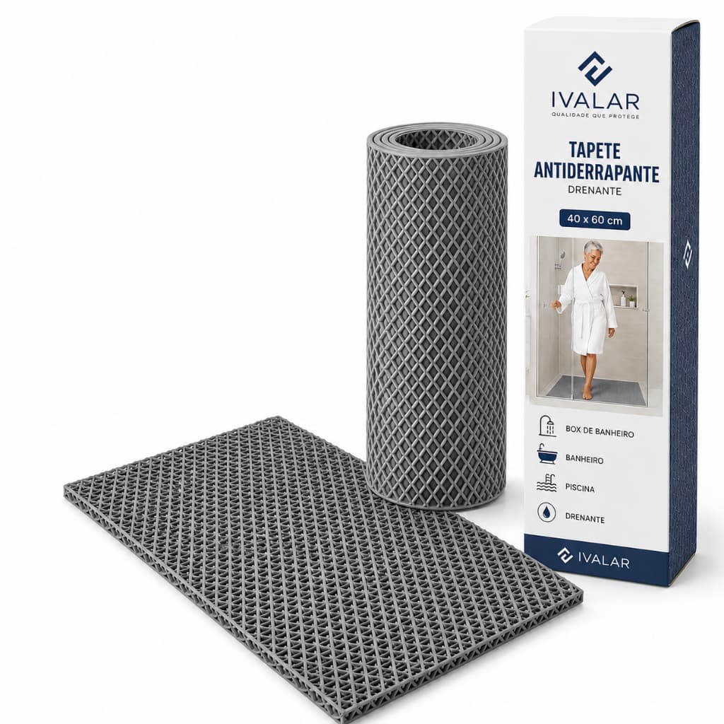 Tapete Antiderrapante Piso PVC vazado para Banheiro Box Área Úmida 40X60