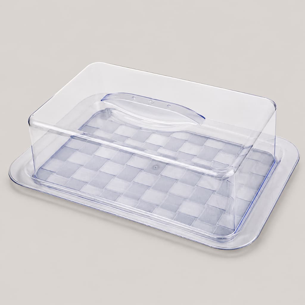 Porta Bolo Retangular Boleira GG com Tampa Transparente para Pães Doces Tortas