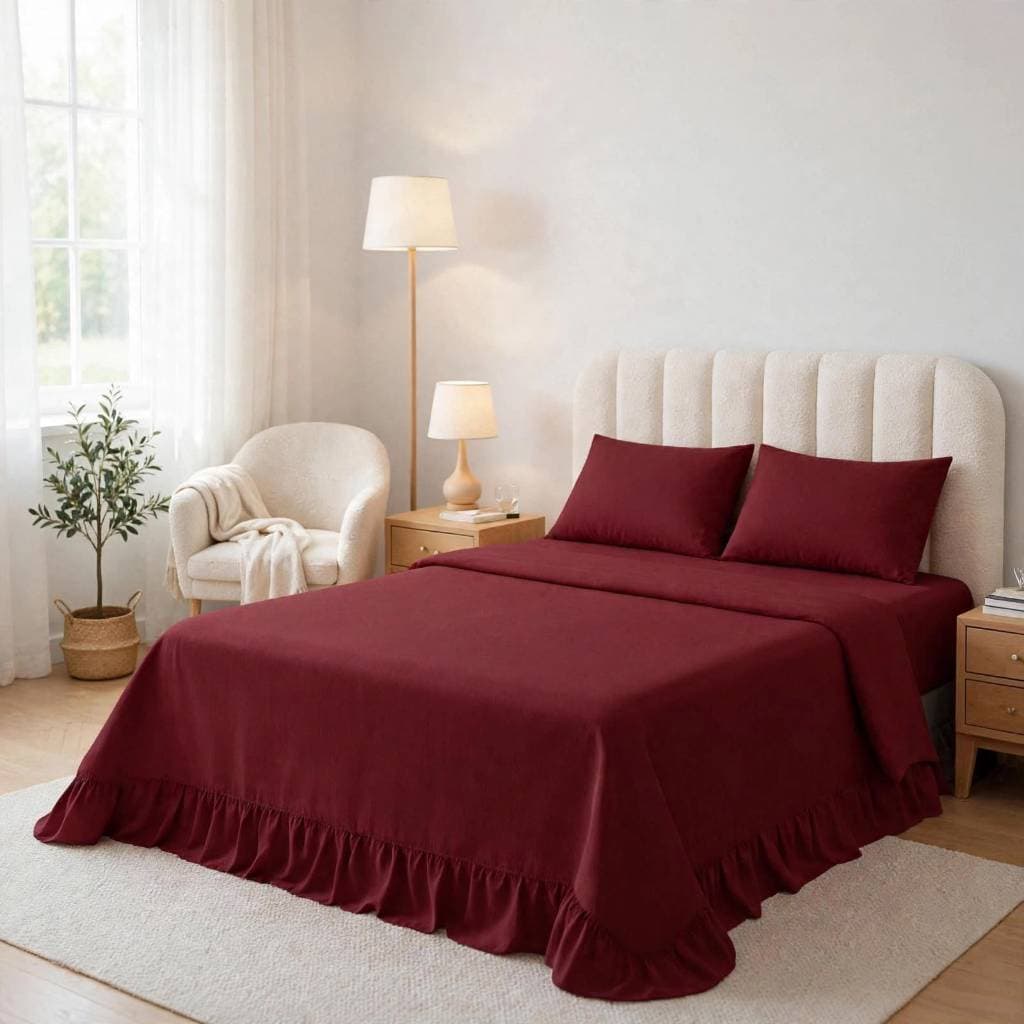 Kit Colcha Cobre-Leito Com Babado Hypercal Premium 400 Fios + 2 de Fronhas Tamanho Especiais Toque Aveludado