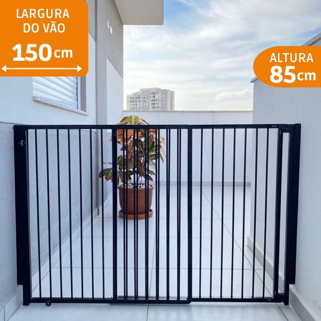 Portão de Proteção Criança e PET de Abir e Correr com Altura de 85cm Largura ajustável de 85 a 150cm