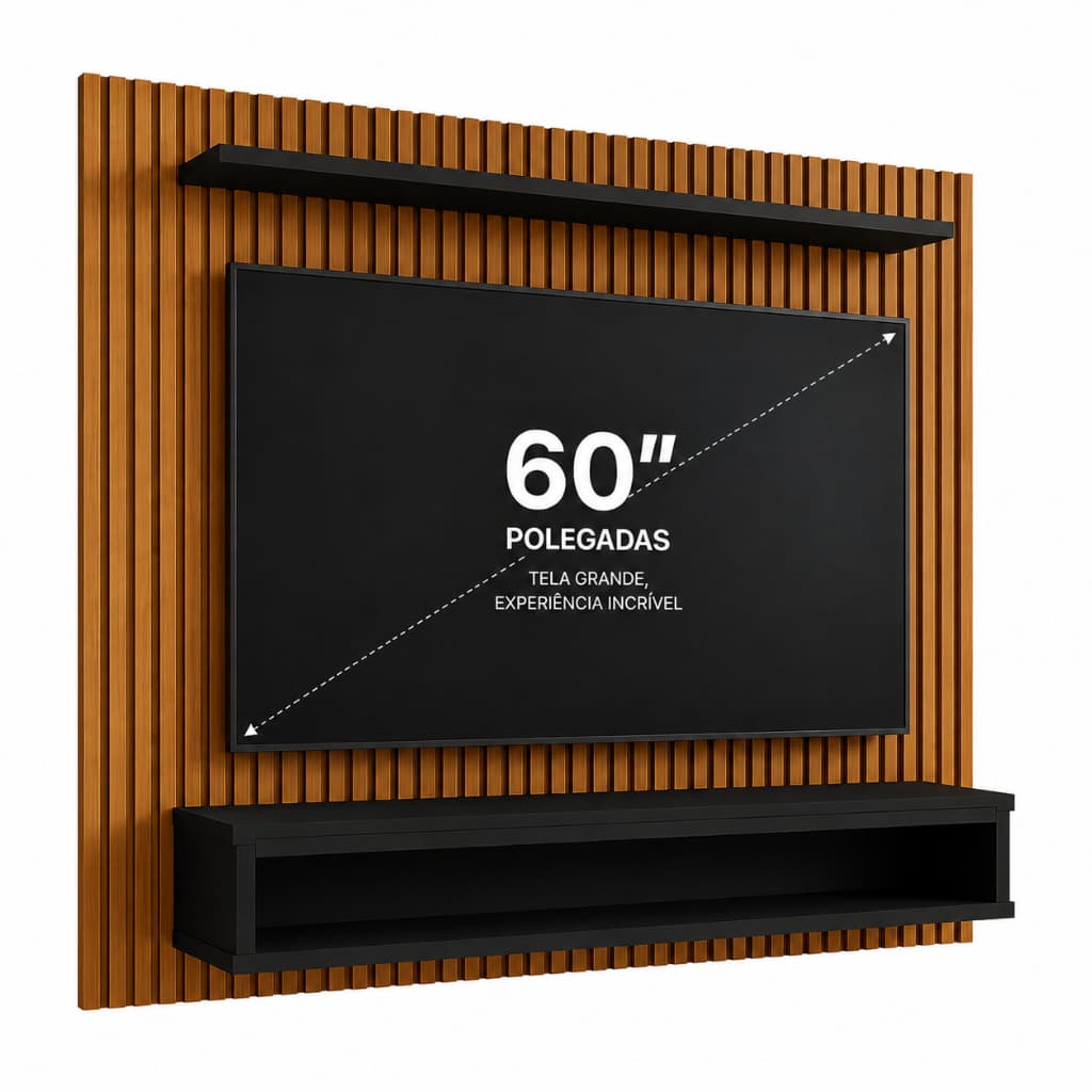 QUEIMA DE ESTOQUE! Painel 60 Polegadas Para TV Com Prateleira E Nicho Moderno Elegante Ideal Para Sala Quarto Espaçoso