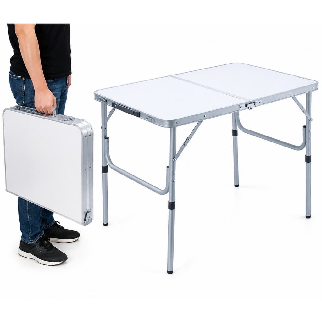 Mesa Dobrável E Desmontável De Alumínio Vira Maleta Camping