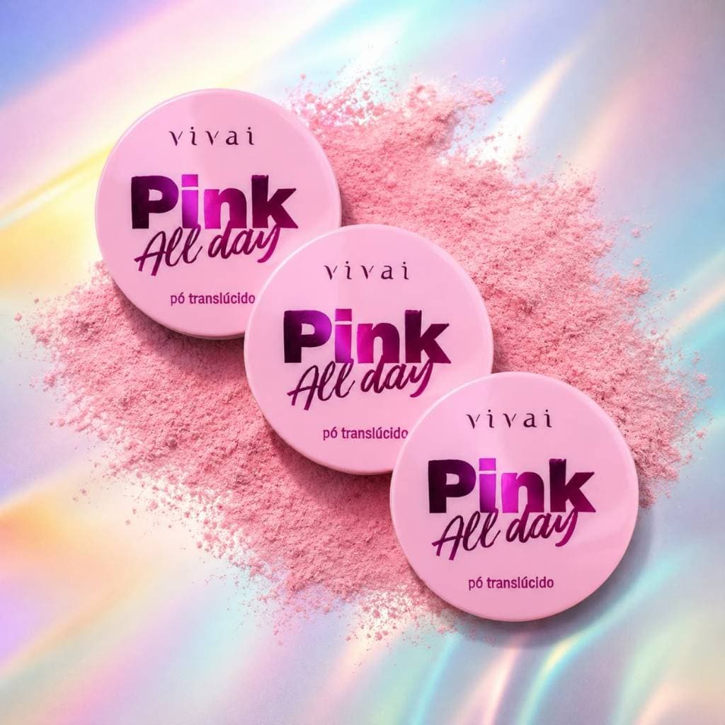 Pó Translúcido Pink All Day Vivai 1101.1.1 – Pó Facial Solto Rosa | Fixação e Acabamento Matte