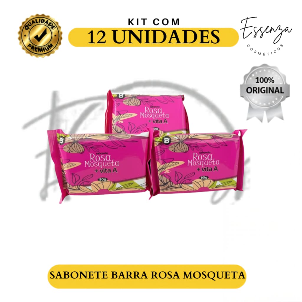 Kit 12 UND. - Sabonete Barra Rosa Mosqueta Baruc – Hidratação, Regeneração e Suavidade