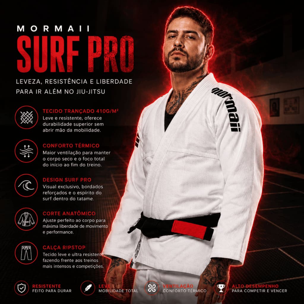 Kimono branco de jiu jitsu mormaii Surf Pro unissex - ENVIO IMEDIATO
