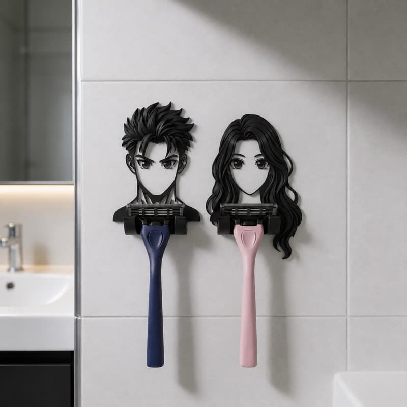 kit 2 Suporte Lâmina Barbear Gilette Organizador Porta Aparelho Barba Feminino Masculino Sem Furos Na Parede Dele Dela