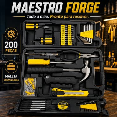 Kit Ferramentas 200 Peças Completo com Maleta Organizadora Portátil Profissional