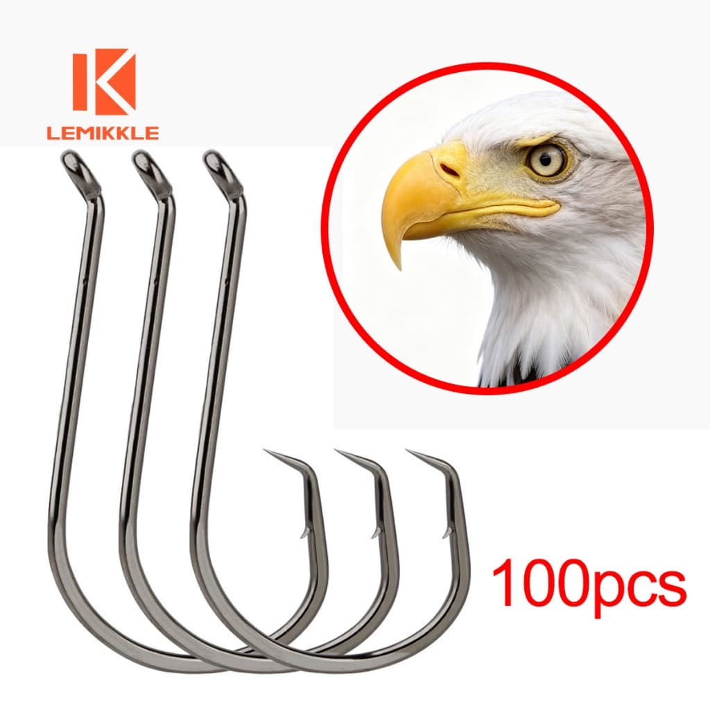 LEMIKKLE - 160Pcs Anzol Bico de Águia com Farpa, 8 Tamanhos Sortidos (1#‑7/0#),  Alta Resistência, Adequado para pesc