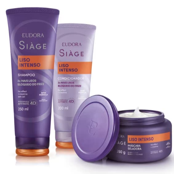 Combo Siàge Liso Intenso: Shampoo 250ml + Máscara 250g + Condicionador 200ml