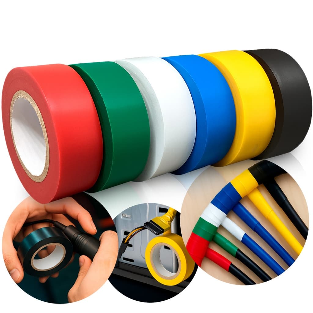 Fita Isolante Colorida 10m Pvc Antichama Identificação de cabos Adesiva Uso Geral Reparo, Isolamento