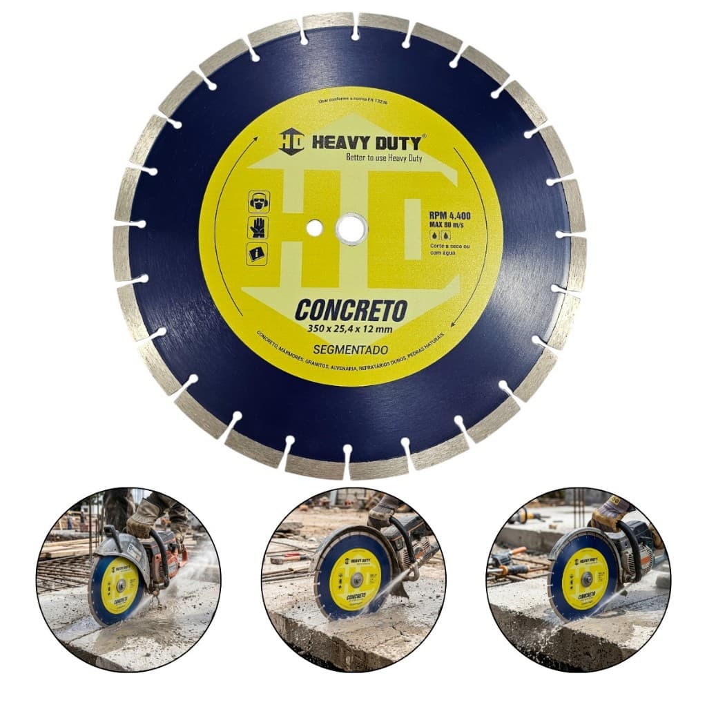 Disco Diamantado Segmentado Para Concreto 350 mm x 25,4 mm x 12 mm- Heavy Duty